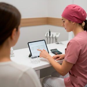 Explicación de presupuesto y financiación de ortodoncia invisible en Almela Clínica Dental (Castellón)